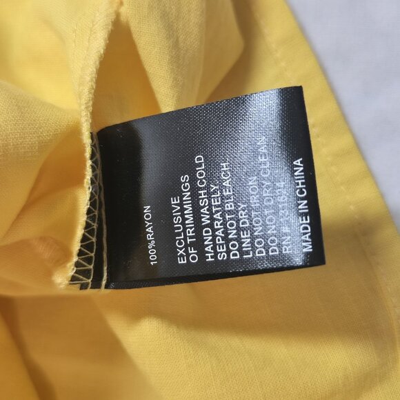 Calessa Women's V-Neck 3/4 Sleeve Yellow  Embroidered Top Tunic Size L New 53 - Picture 5 of 11